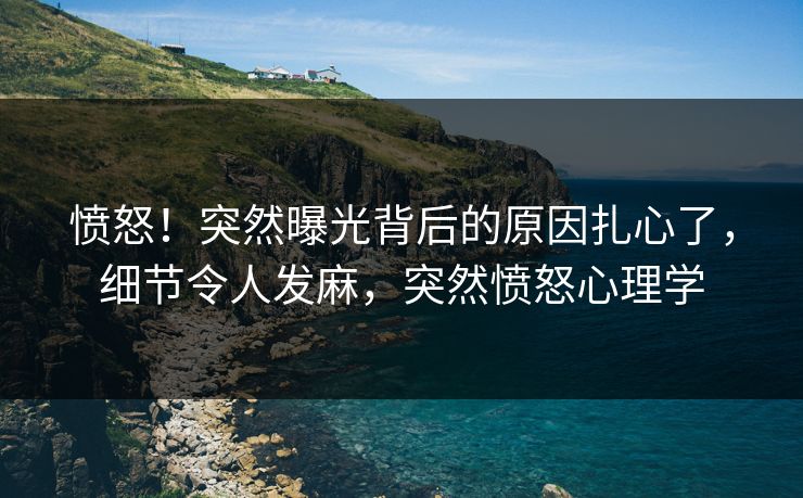 愤怒！突然曝光背后的原因扎心了，细节令人发麻，突然愤怒心理学