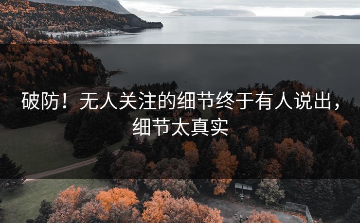 破防！无人关注的细节终于有人说出，细节太真实
