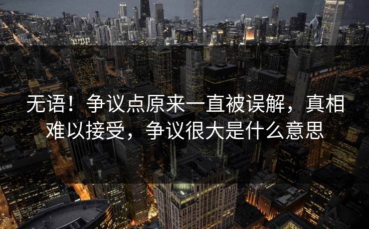 无语！争议点原来一直被误解，真相难以接受，争议很大是什么意思
